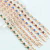 Luckacco 1pcs 4mm Women 585 Rose Gold Color White Blue Cubic Zircon Bracelets Jewelry Long Small Chains Hot