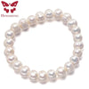 Luckacco HENGSHENG New Arrival White 8-9mm Baroque Natural Freshwater Pearl Strand Bracelet For Women,Fashion Bracelet Girl Birthday Gift