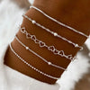 Luckacco 5pcs Elegant Alloy Bead Bracelet Set Multilayer Retro Multi-layer Chain Simple Bracelet Trendy Box Chain Simple Fashion Bracelet