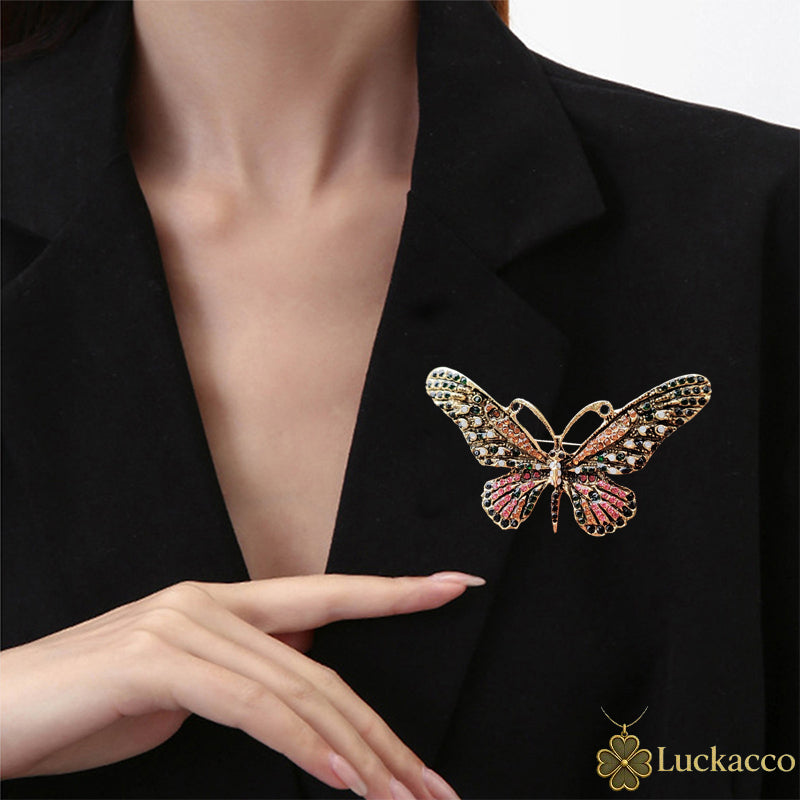 luckacco rhinestone butterfly brooch women's enamel diamond big butterfly brooches fashion fashion clothes bag accessories brooch
