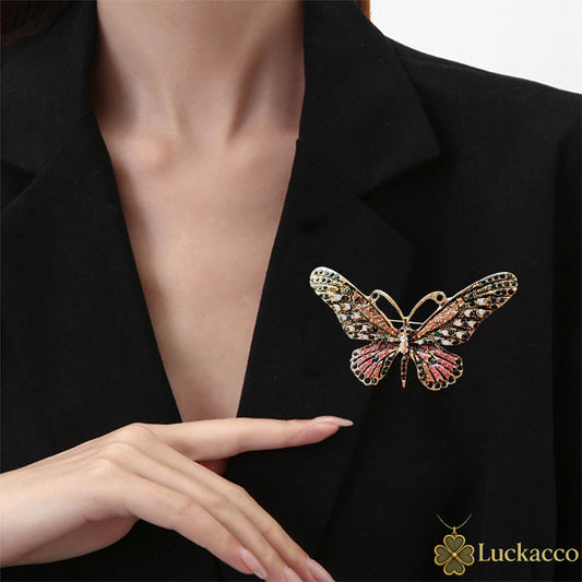 Luckacco Rhinestone Butterfly Brooch Women's Enamel Diamond Big Butterfly Brooches Fashion Fashion Clothes Bag Accessories Brooch