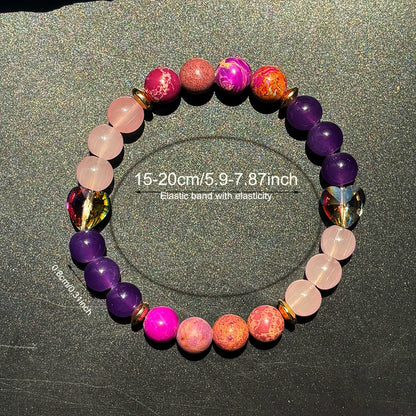 Luckacco 1pc/Strength and Protection Bracelet Imperial Jasper and Love Crystal Handmade Bracelet for Men and Women Cultivate Inner Peace