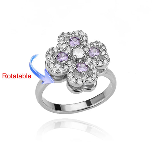 Luckacco Four Clover Rotating Anxiety Rings for Women Gold Color Adjustable Stainless Steel Wedding Ring Aesthetic Jewelry Gift anillos