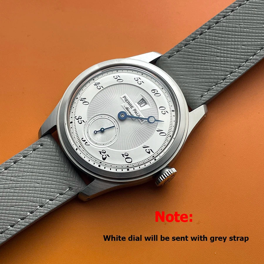 luckacco spot goods new pierre paulin jumping hour men watch salmon dial automatic st17 mechanical watch vintage bonklip bracelet
