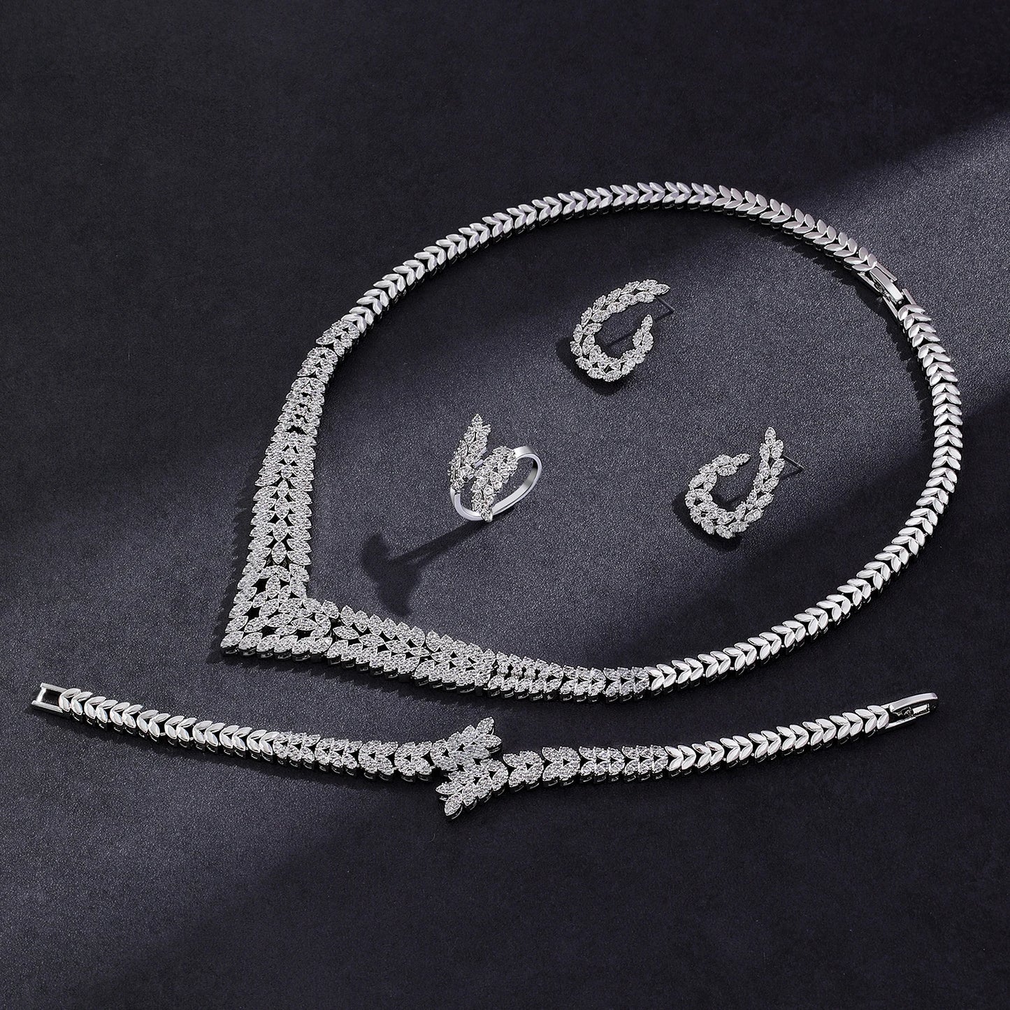 luckacco 2024 new wedding jewelry set for women saudi arabia 4 pieces zirconia bridal jewellery collection necklace set