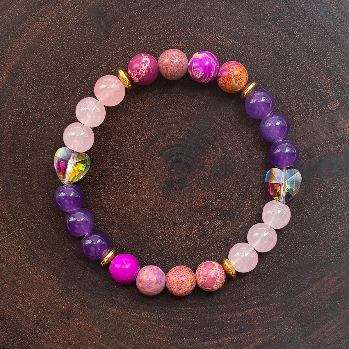 luckacco 1pc/strength and protection bracelet imperial jasper and love crystal handmade bracelet for men and women cultivate inner peace