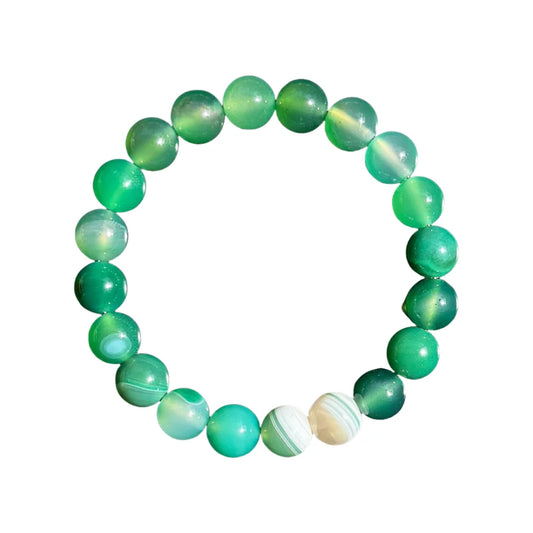 Luckacco 1pc/Bohemian style natural green agate beaded bracelet for women daily wear rich and prosperous jewelry holiday blessing gift