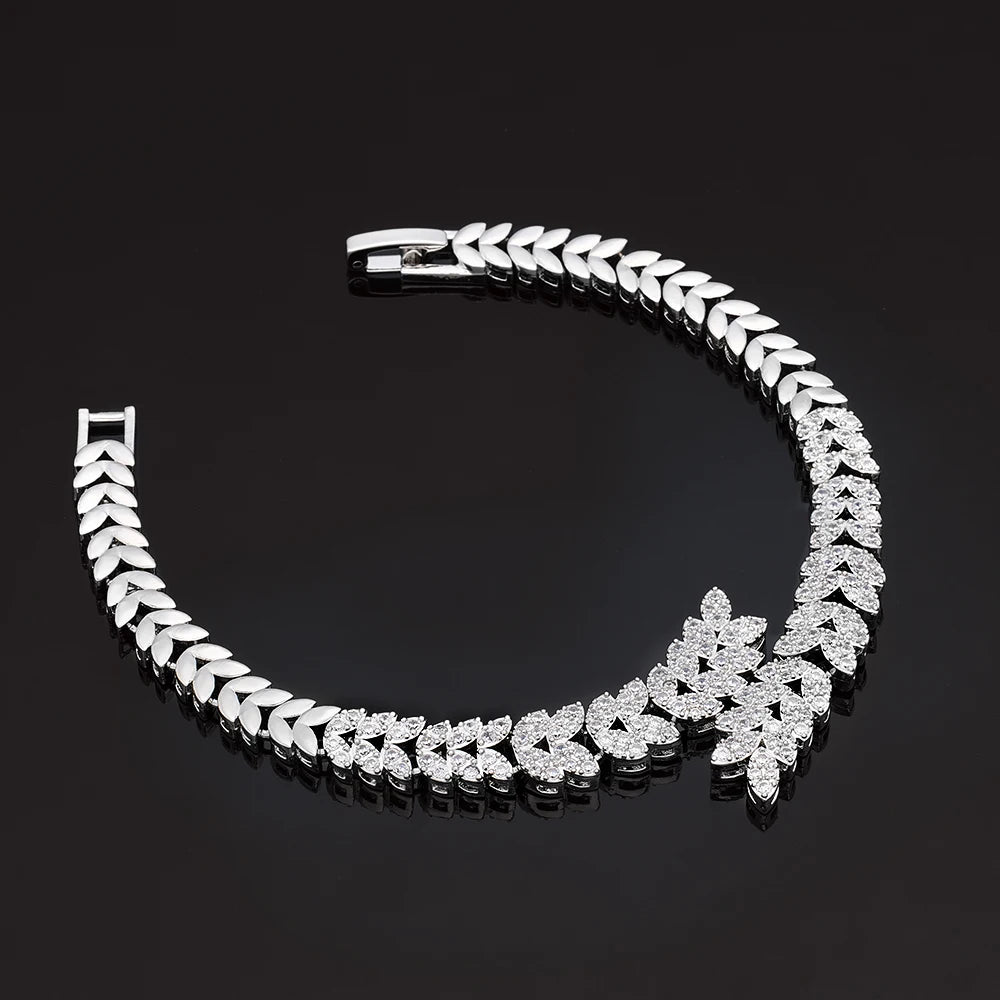 luckacco 2024 new wedding jewelry set for women saudi arabia 4 pieces zirconia bridal jewellery collection necklace set