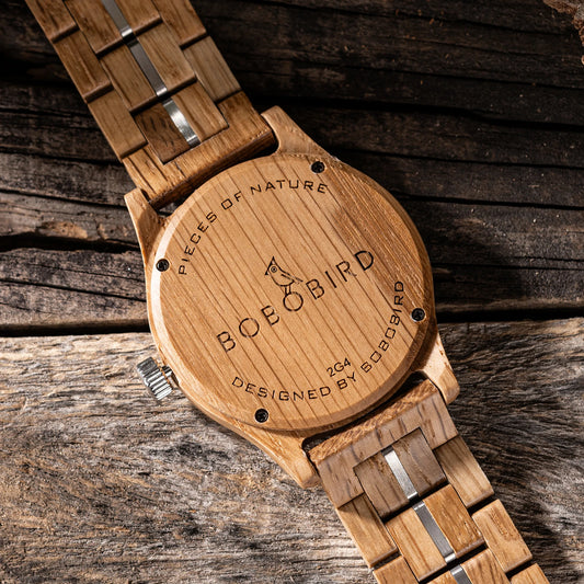 Luckacco BOBO BIRD Wooden Quartz Watch Vintage Man Watch With Calendar Original Luxury Brands Men's Wooden Wristwatch 2024 New Arrival