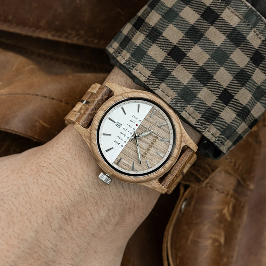Luckacco BOBO BIRD Wooden Quartz Watch Vintage Man Watch With Calendar Original Luxury Brands Men's Wooden Wristwatch 2024 New Arrival