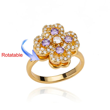 Luckacco Four Clover Rotating Anxiety Rings for Women Gold Color Adjustable Stainless Steel Wedding Ring Aesthetic Jewelry Gift anillos