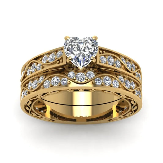 Luckacco Fashion Couple Rings Luxury Gold Color Women Rhinestones Zircon Rings Set Men Stainless Steel Celtic Dragon Ring Wedding Jewelry
