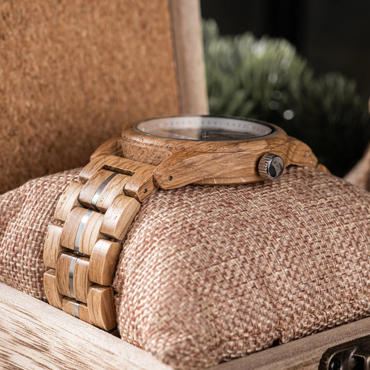 Luckacco BOBO BIRD Wooden Quartz Watch Vintage Man Watch With Calendar Original Luxury Brands Men's Wooden Wristwatch 2024 New Arrival