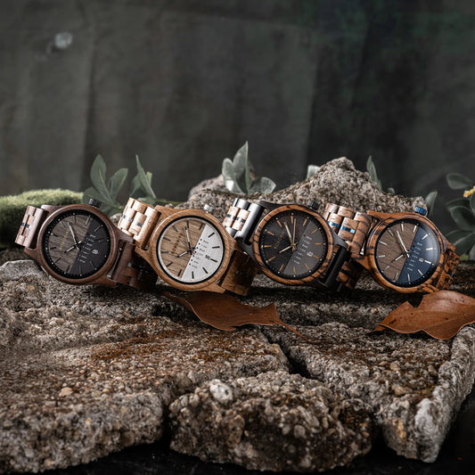 Luckacco BOBO BIRD Wooden Quartz Watch Vintage Man Watch With Calendar Original Luxury Brands Men's Wooden Wristwatch 2024 New Arrival