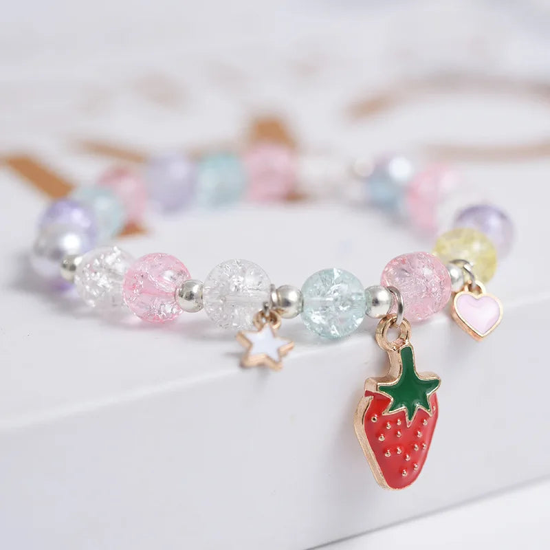 luckacco popcorn bead sweet bracelet for children women cute cloud flower pendant bracelets kids girls charm wish bracelet