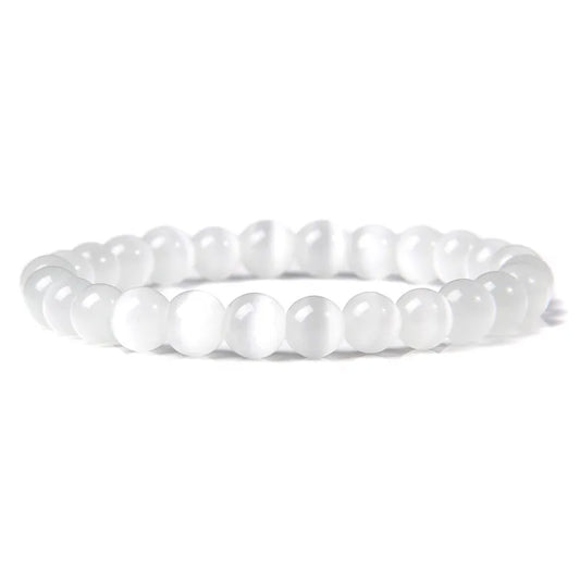 Luckacco 8mm Cat Eye Stone Beads Bracelet Fashion Natural Stone Cute Pink Chromatic Bead Bracelet Bangle for Women Jewelry Gifts Pulseira