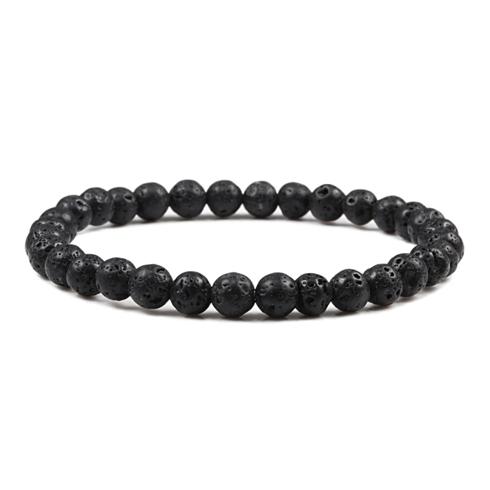 luckacco 10mm tiger eye natural stone beads bracelet 3 size buddha lava round beads elasticity rope bracelets for men yoga handmade jewel