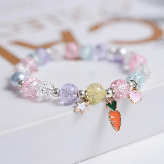 Luckacco Popcorn Bead Sweet Bracelet For Children Women Cute Cloud Flower Pendant Bracelets Kids Girls Charm Wish Bracelet