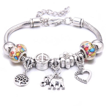 Luckacco  dragonfly owl Shape Crystal Charm Bracelets Beads Bracelet Women DIY Beads Brand Bracelets & Bangles Jewelry Gift
