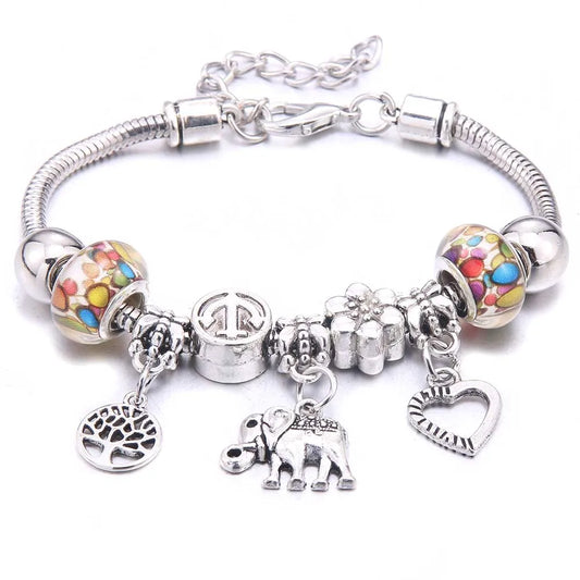 Luckacco  dragonfly owl Shape Crystal Charm Bracelets Beads Bracelet Women DIY Beads Brand Bracelets & Bangles Jewelry Gift