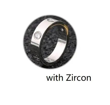 luckacco trendy stainless steel rose gold color love ring for women men couple cz crystal rings luxury brand jewelry wedding gift