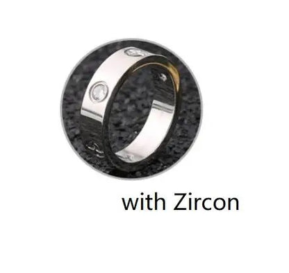 Luckacco Trendy Stainless Steel Rose Gold Color Love Ring for Women Men Couple CZ Crystal Rings Luxury Brand Jewelry Wedding Gift