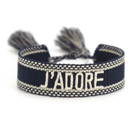 Luckacco Rhinestone Embroidery Woven Bracelets Adjustable Rope Stackable Bangle For Women