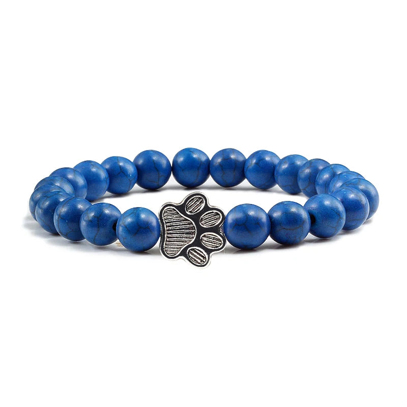 luckacco men natural black lava stone bracelet cat paw blue pine beaded bracelets bangles energy women yoga fashion couple jewelry gifts