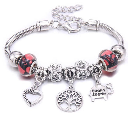 Luckacco  dragonfly owl Shape Crystal Charm Bracelets Beads Bracelet Women DIY Beads Brand Bracelets & Bangles Jewelry Gift