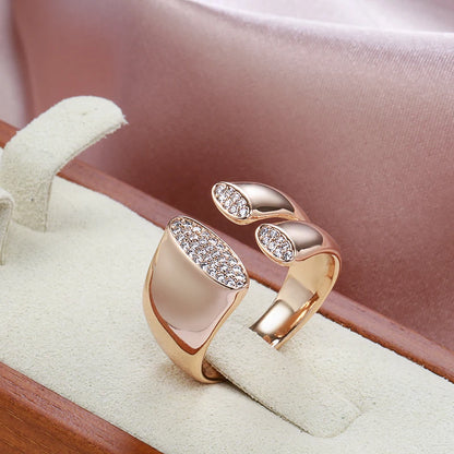 Luckacco Kinel Terndy Natural Zircon 585 Rose Gold Color Geometric Ring For Women Girls Party Fine Jewelry Christmas Gift