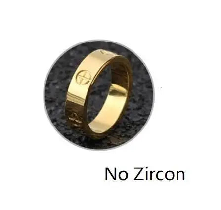Luckacco Trendy Stainless Steel Rose Gold Color Love Ring for Women Men Couple CZ Crystal Rings Luxury Brand Jewelry Wedding Gift