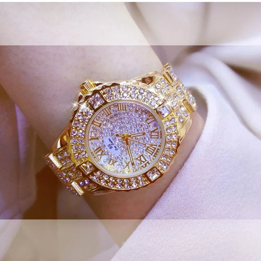 Luckacco Women Watches Diamond Gold Watch Ladies Wrist Watches Luxury Brand Rhinestone Women's Bracelet Watches Female Relogio Feminino