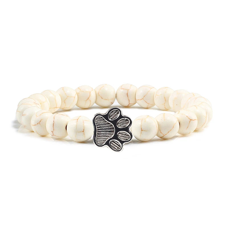luckacco men natural black lava stone bracelet cat paw blue pine beaded bracelets bangles energy women yoga fashion couple jewelry gifts