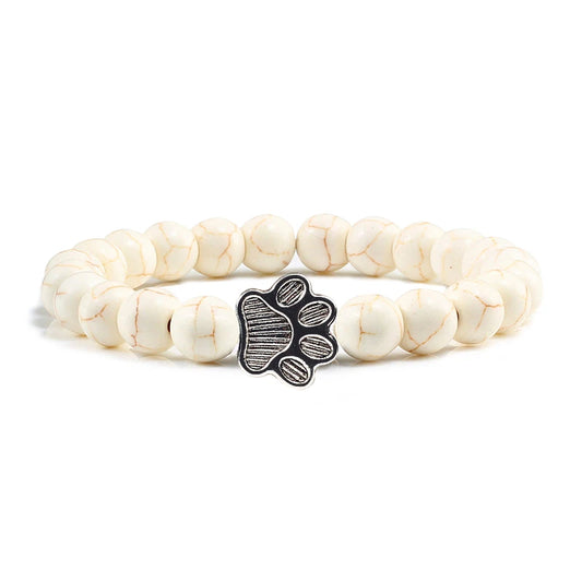 Luckacco Men Natural Black Lava Stone Bracelet Cat Paw Blue Pine Beaded Bracelets Bangles Energy Women Yoga Fashion Couple Jewelry Gifts