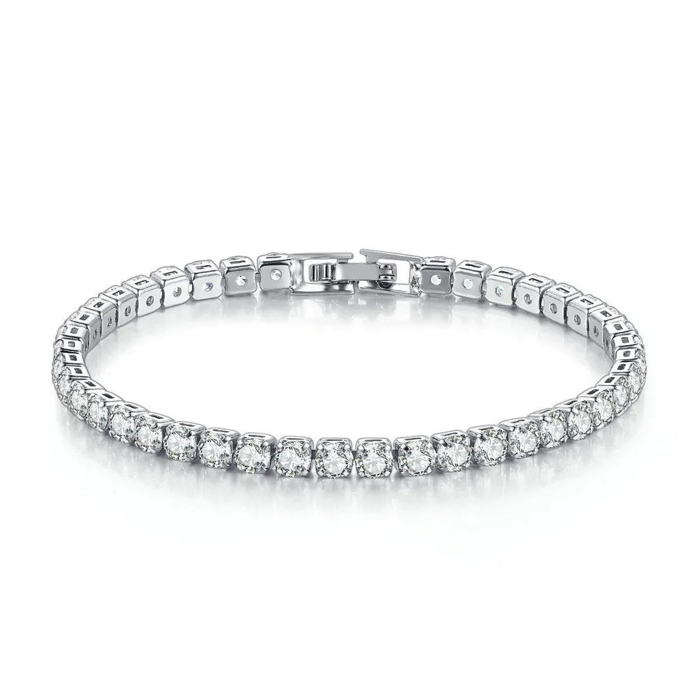 luckacco 4mm cubic zirconia tennis bracelet iced out chain bracelets for women men gold silver color men bracelet cz chain homme jewelry