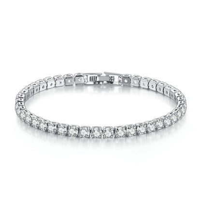 Luckacco 4mm Cubic Zirconia Tennis Bracelet Iced Out Chain Bracelets For Women Men Gold Silver Color Men Bracelet CZ Chain Homme Jewelry