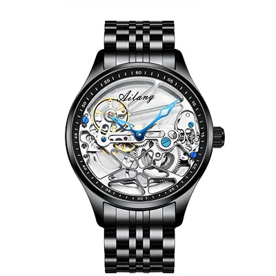 Luckacco AILANG Skeleton Mechanical Mens Watches Top Brand Luxury Steampunk Transparent Hollow Automatic Watch Relogio Masculino 8625