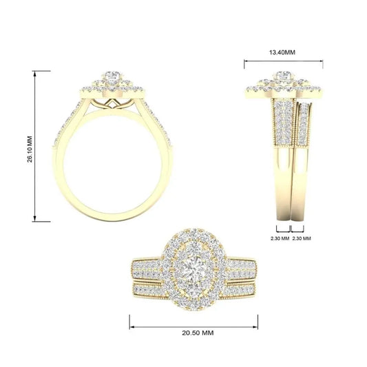 Luckacco 2PCS Diamond Couple Rings Set Woman Wedding Engagement Sterling Silver Ring Shining Luxury 5A Zircon 14k Gold Classic Jewelry