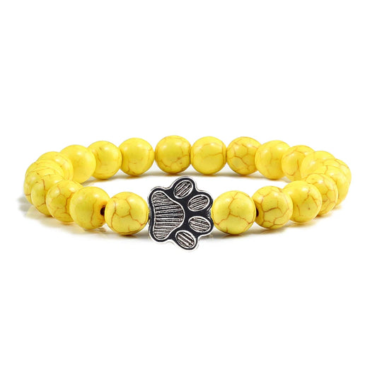 Luckacco Men Natural Black Lava Stone Bracelet Cat Paw Blue Pine Beaded Bracelets Bangles Energy Women Yoga Fashion Couple Jewelry Gifts