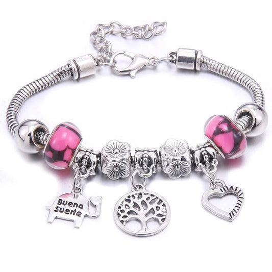 Luckacco  dragonfly owl Shape Crystal Charm Bracelets Beads Bracelet Women DIY Beads Brand Bracelets & Bangles Jewelry Gift
