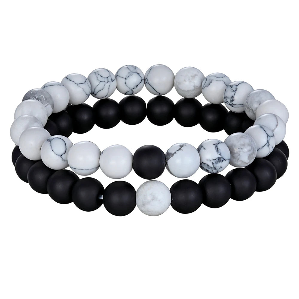 luckacco xqni various combination styles beaded bracelets for men & women for couples jewelry stretch elastic rope diy birthday gift box