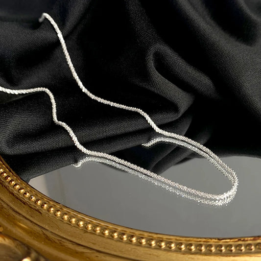 Luckacco New 925 Sterling Silver Sparkling Clavicle Chain Choker Necklace Collar For Women Fine Jewelry Wedding Party Birthday Gift