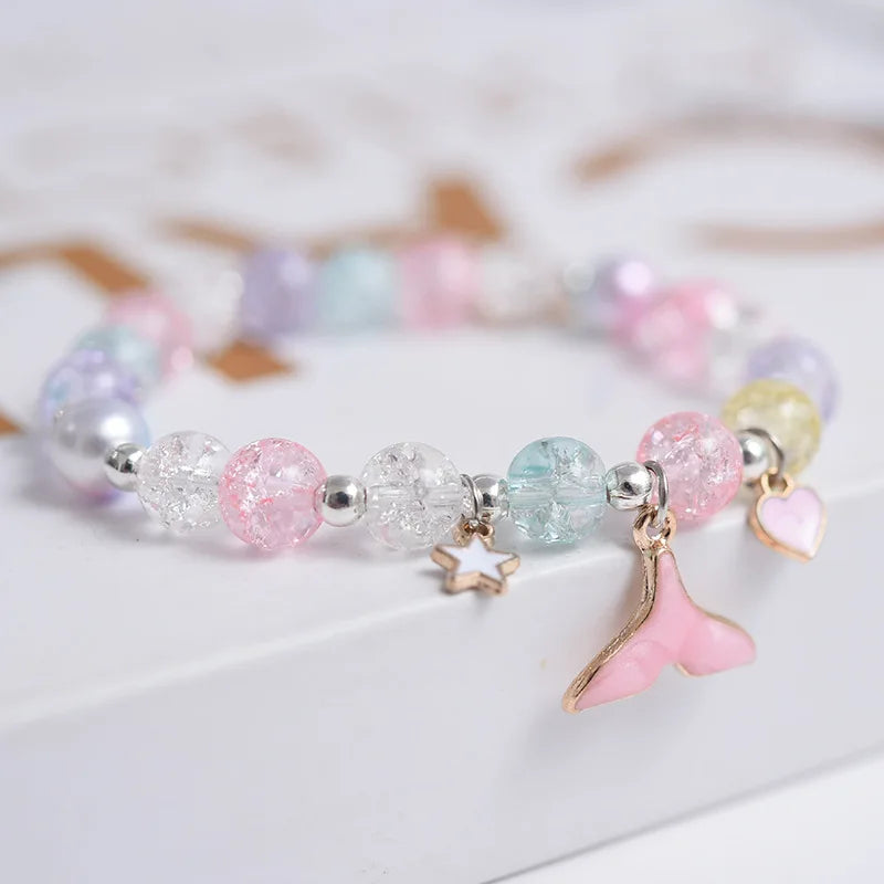 luckacco popcorn bead sweet bracelet for children women cute cloud flower pendant bracelets kids girls charm wish bracelet