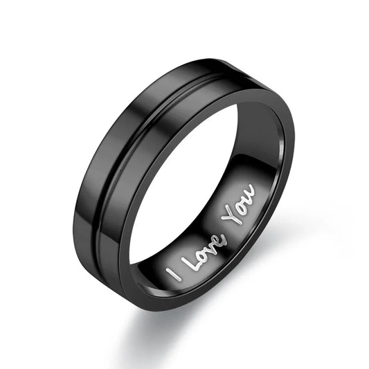 Luckacco Fashion Stainless Steel Couple Engagement Rings For Women Men Crystal I LOVE YOU Ring 2021 Wedding Jewelry Gift