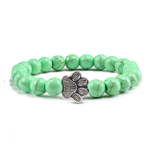 Luckacco Men Natural Black Lava Stone Bracelet Cat Paw Blue Pine Beaded Bracelets Bangles Energy Women Yoga Fashion Couple Jewelry Gifts