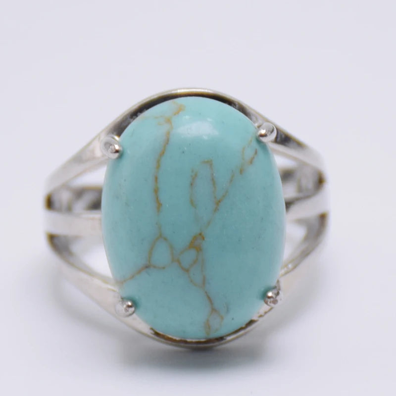 luckacco new women fashion ring natural stone pink quartz purple crystal lapis opening rings opal oval bead adjustable size party jewelry