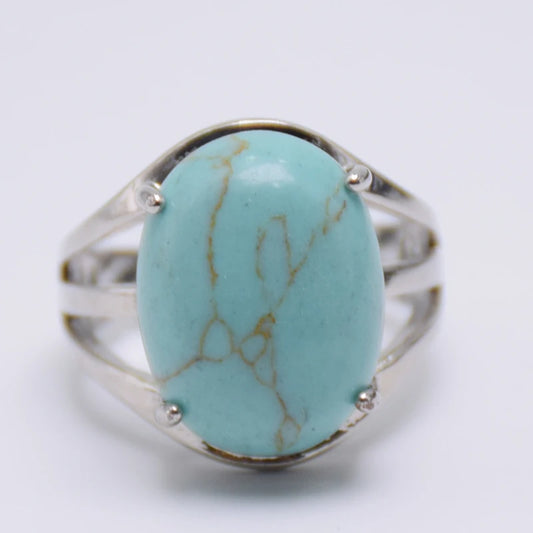 Luckacco New Women Fashion Ring Natural Stone Pink Quartz Purple Crystal Lapis Opening Rings Opal Oval Bead Adjustable Size Party Jewelry