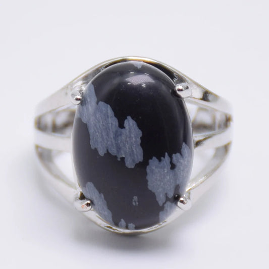 Luckacco New Women Fashion Ring Natural Stone Pink Quartz Purple Crystal Lapis Opening Rings Opal Oval Bead Adjustable Size Party Jewelry