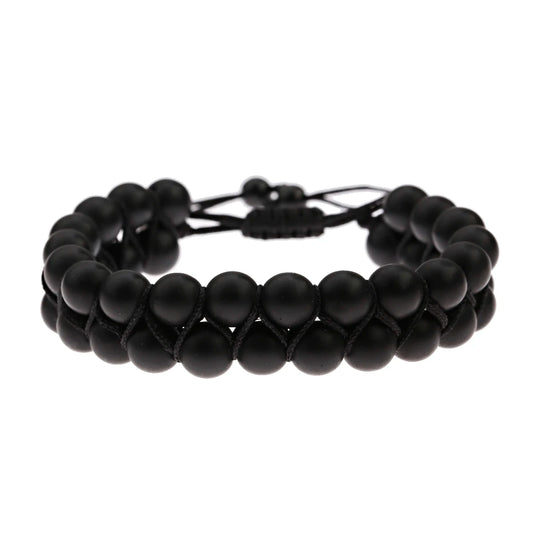 Luckacco Fashion Men Tiger Eye Natutal Stone Beaded Braided Bracelet Bangles Handmade Double Layer Lapis Lazuli Bracelets Hommes