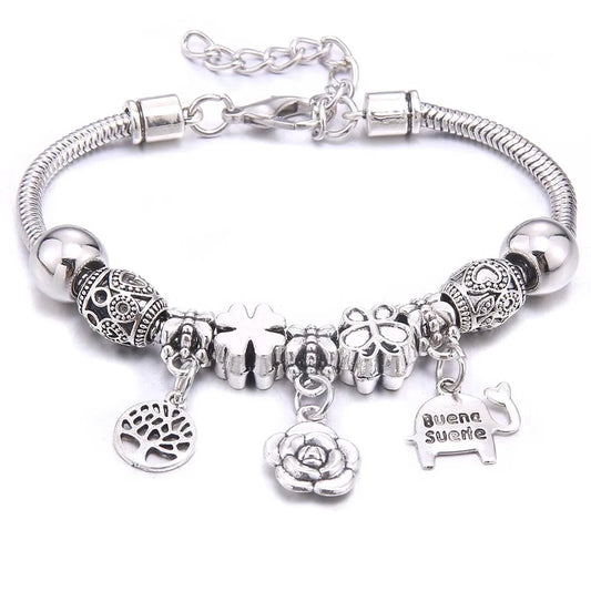 Luckacco  dragonfly owl Shape Crystal Charm Bracelets Beads Bracelet Women DIY Beads Brand Bracelets & Bangles Jewelry Gift